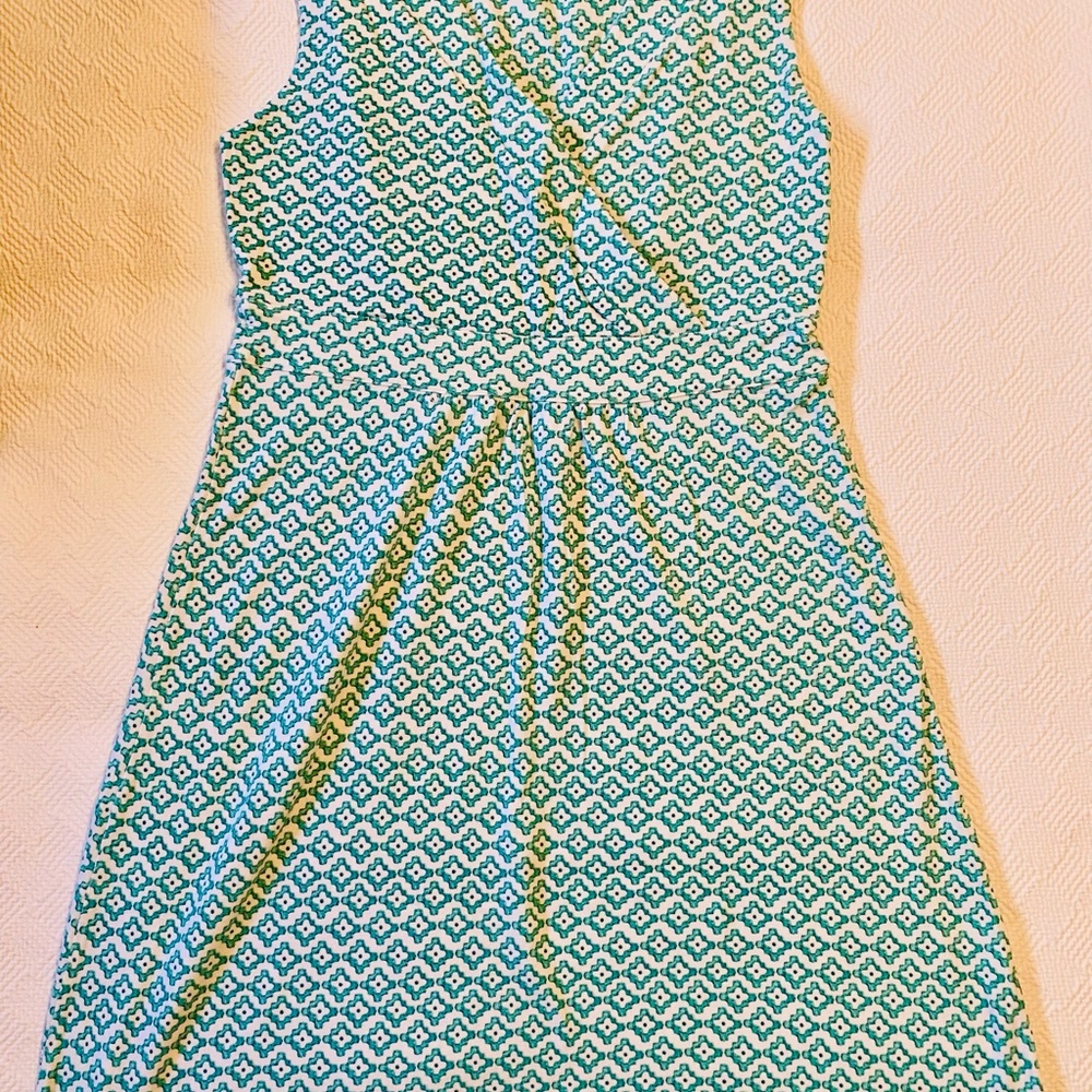 Lands End Green and White Sleeveless Maxi Dress